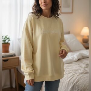 Workshop Republic Clothing Pale Yellow 'Ciao Bella' Crewneck Sweater